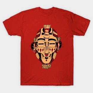 Red and Cream African Mask 5 T-Shirt